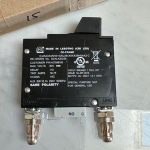 💰SOLD💰 CBI Circuit Breaker D2ALX20238 407998160 DD-Frame 15 Amps 80V DC 1 Pole